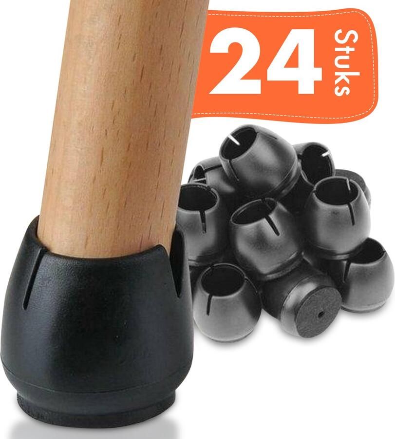 Artsens Stoelpoot Beschermers – Stoelpootdoppen rond 24 stuks 25-29mm – Zwart – Antikras – Vloerbescherming
