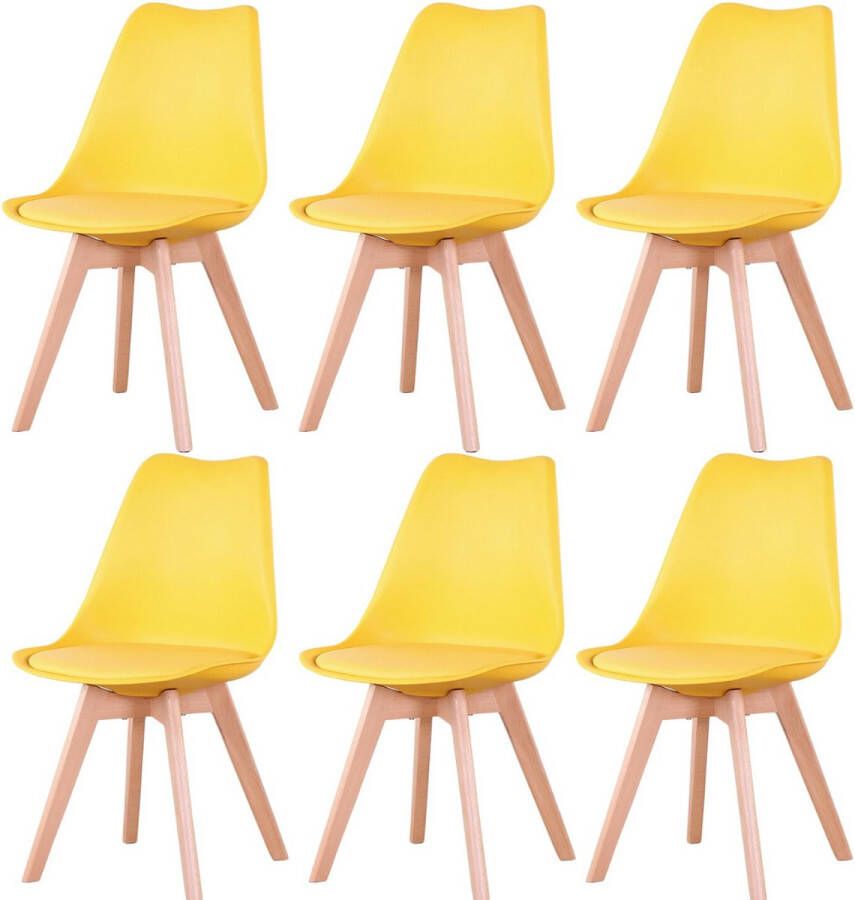 Arvona Home Eetkamer Stoel Kuipstoel Moderne Stijl Comfortabele Zitting Ergonomisch Set Van 6 Geel