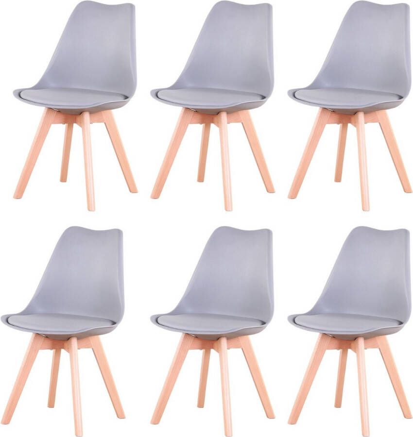 Arvona Home Eetkamer Stoel Kuipstoel Moderne Stijl Comfortabele Zitting Ergonomisch Set Van 6 Grijs