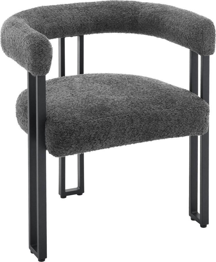 Asaam Store Asaam 2 Stuks set Eetkamerstoel -Met Armleuningen Design -Chenille Keukenstoel Moderne Comfortabele Fauteuil Voor Eetkamer- Woonkamer-Donker grijs