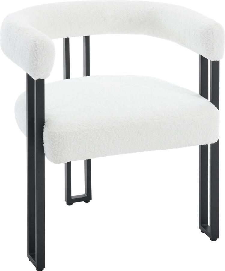 Asaam Store Asaam 2 Stuks set Eetkamerstoel -Met Armleuningen Design -Chenille Keukenstoel Moderne Comfortabele Fauteuil Voor Eetkamer- Woonkamer-Cremé Wit