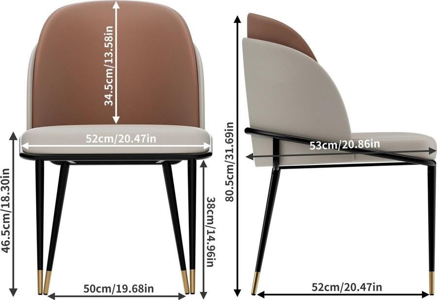 Asaam Store Asaam-Kunstleer eetkamerstoelen- Gestoffeerd Gewatteerd moderne eetkamerstoelen- Eetkamerstoelen Set van 2- Rugleuning Houten Keuken Make-Up Stoelen