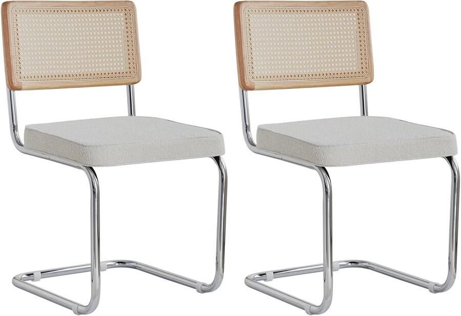 Asaam Store Asaam Set van 2 Retro Eetkamerstoelen- Plastic Rotan -Stoelen Thuis- Slaapkamer -Bureau Rugleuning- Kruk Boog -Computer Kantoor -Gestoffeerde Zitting -Grijs Velvet