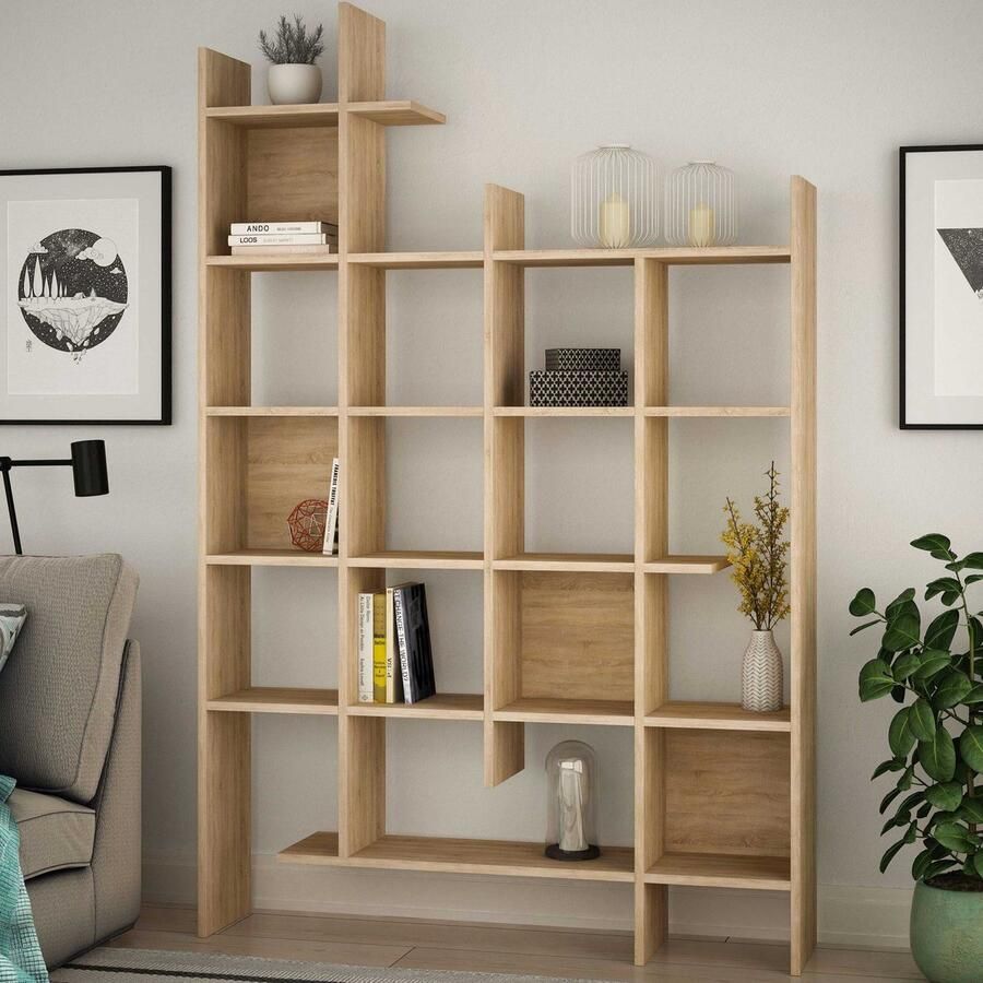 Kalune Design Calicosy Boekenkast met 18 planken MANCO H188 cm Eikenlook