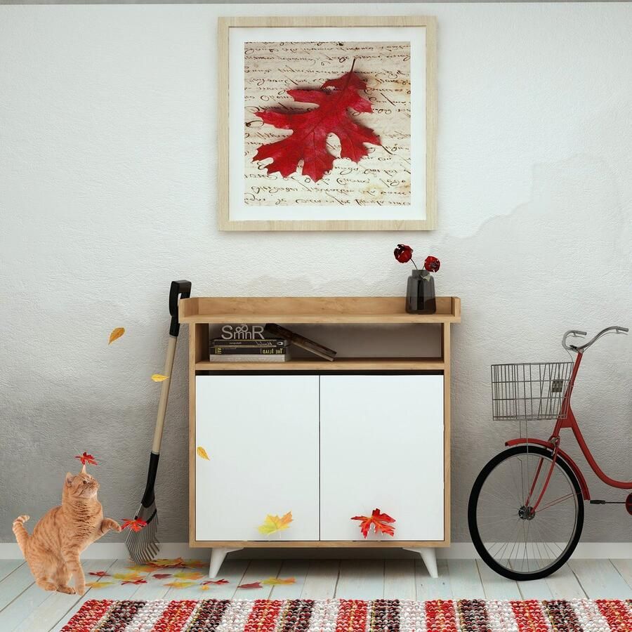 Asir Schoenenkast – Eiken Wit – 100 x 102 x 35 cm