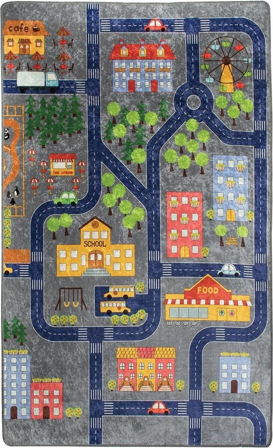 Asir -tapijt (140 x 190). Kleine Stad Grijs