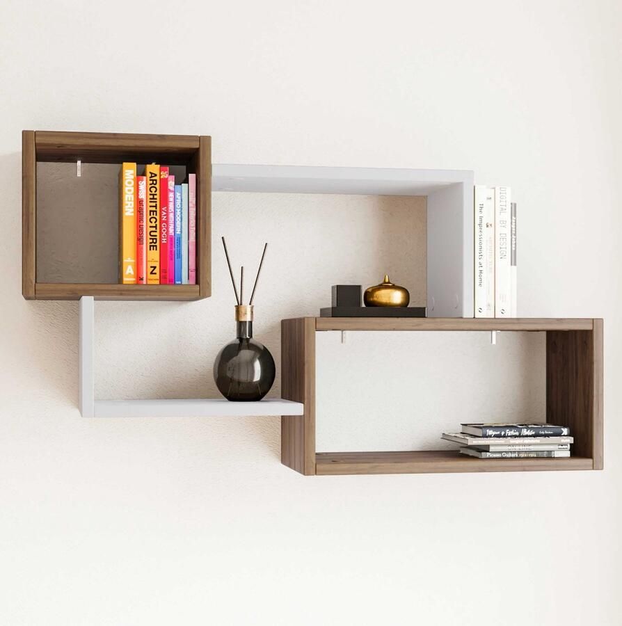 Emob Wandplank 100% Melamine Gecoat 18mm Dikte 90x51x20cm Notelaar Wit Wandplanken Wit; Bruin Melamine Wandplanken Op voorraad