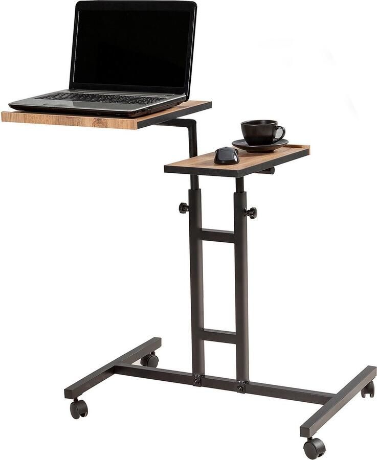 Emob Glen Laptop sta-bureau 100% MELAMINE Atlantic Pine zwart Asir Group Back to School Bruin; Zwart Metaal; Spaanplaat Back to School Op voorraad - Foto 2