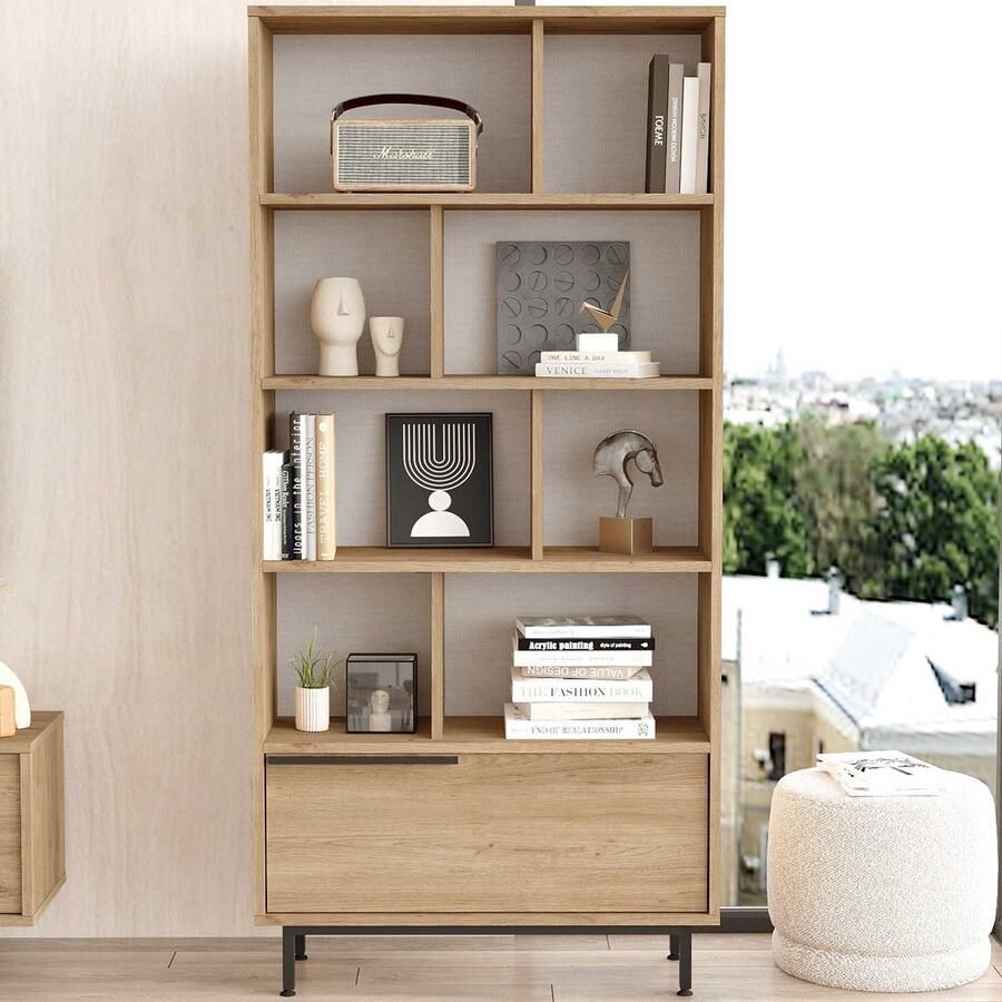 Asir Group ON4 Boekenplank 100% MELAMINE Walnoot Summer Sale Bruin Spaanplaat Summer Sale Op voorraad