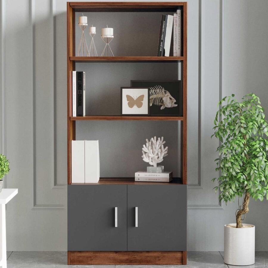 Asir Group Vario D Boekenplank 100% MELAMINE Walnoot Antraciet Summer Sale Bruin Spaanplaat Summer Sale Op voorraad - Foto 2