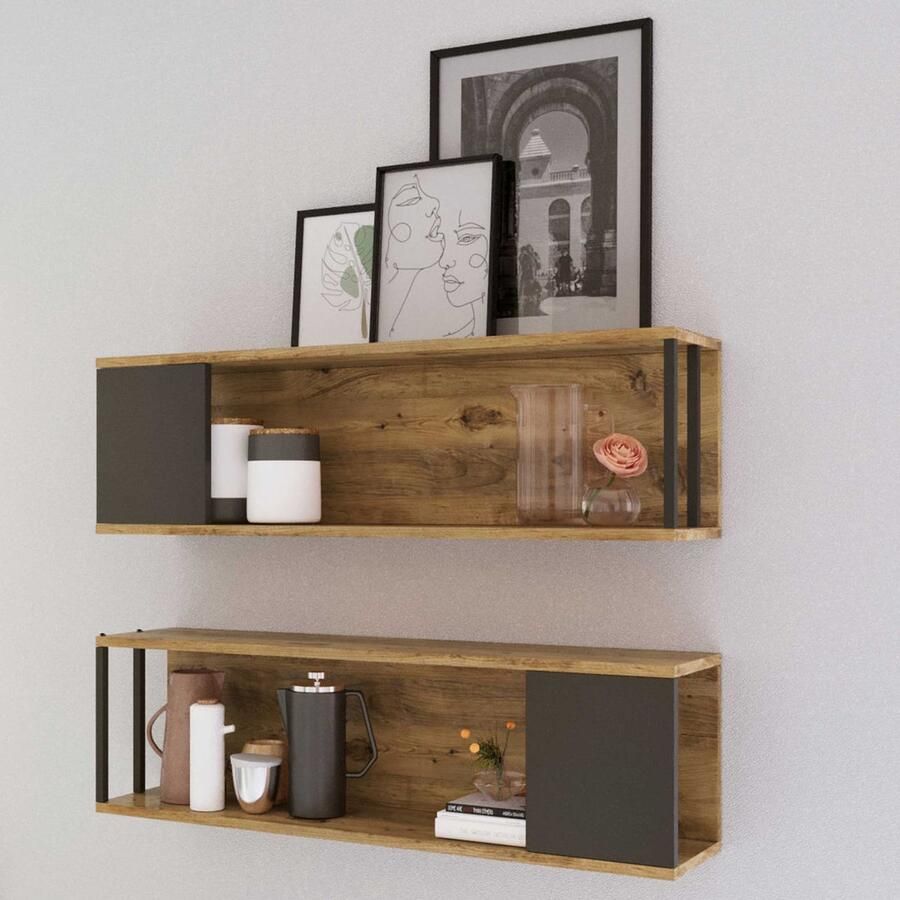 Emob Locelso Wandplank 100% Melamine 18mm Dik 100x29cm Atlantic Pine Wandplanken Bruin Melamine Wandplanken Op voorraad - Foto 3