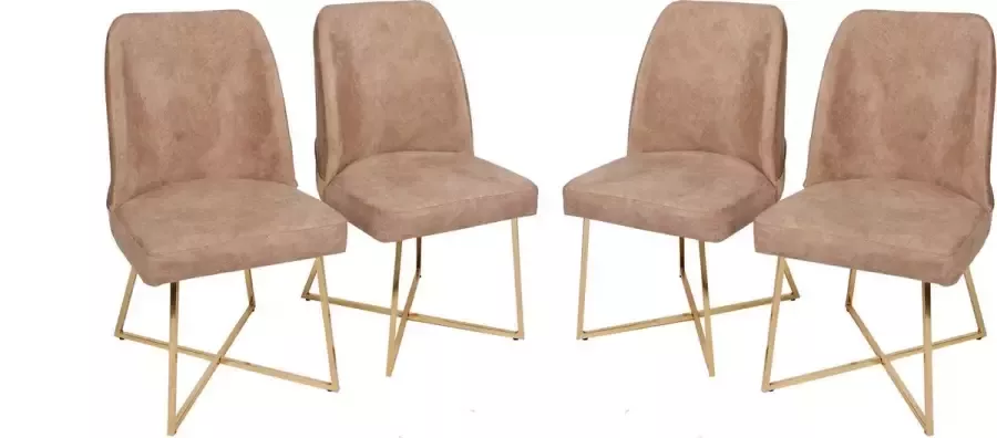 Asir Stoelset (4 stuks) Goud Bruin 50 x 90 x 49 cm