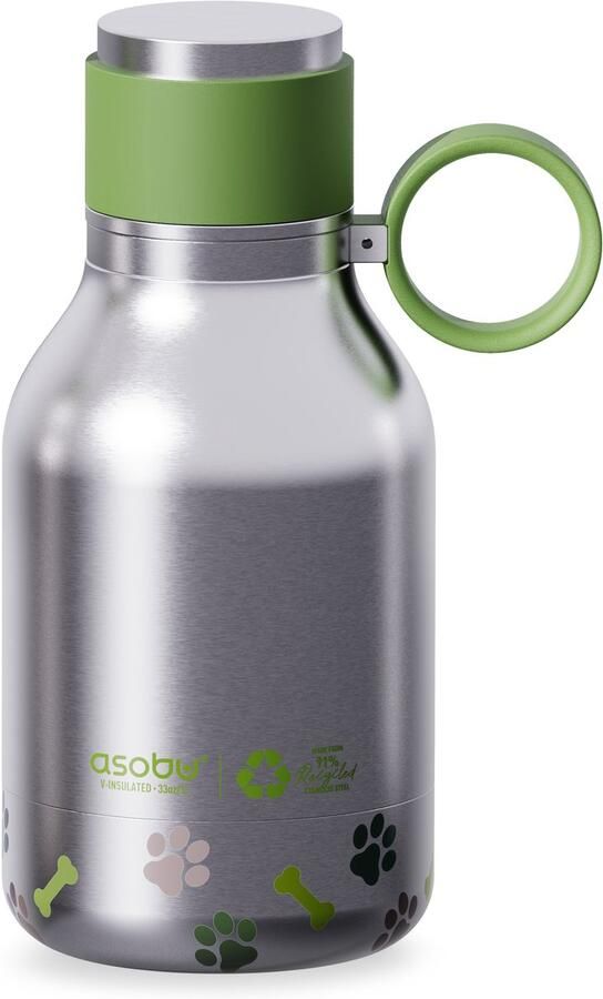 Asobu Dog Bowl recycelte Edelstahlflasche mit Hundenapf Silber