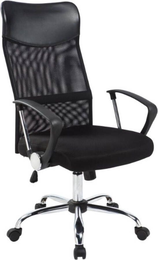 Astër Bureaustoel ARIA HIGH netstof kunstleer zwart draaistoel PC-stoel hoge rugleuning Ergonomische bureaustoel voor volwassenen