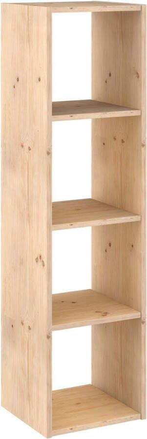Astigarraga Houten Vakkenkast Open 4 vakken Boekenkast van PEFC grenen 140x36cm