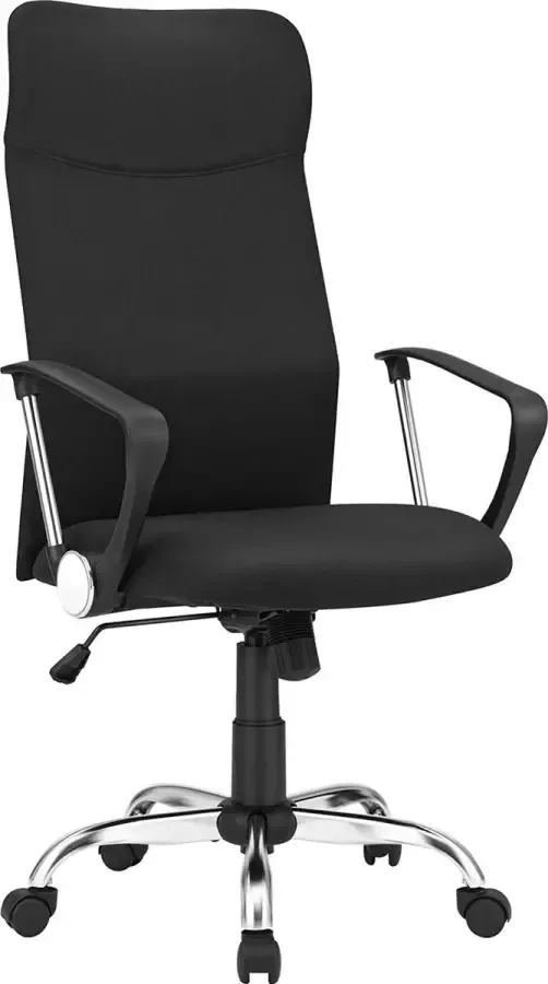 A.T. Shop Bureaustoel ergonomische bureaustoel draaistoel gevoerde zitting stoffen bekleding in hoogte verstelbaar en kantelbaar tot 120 kg belastbaar zwart
