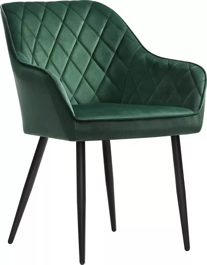 A.T. Shop Eetkamerstoel fauteuil gestoffeerde stoel met armleuningen zitbreedte 49 cm metalen poten fluwelen bekleding tot 110 kg belastbaar voor werkkamer woonkamer slaap