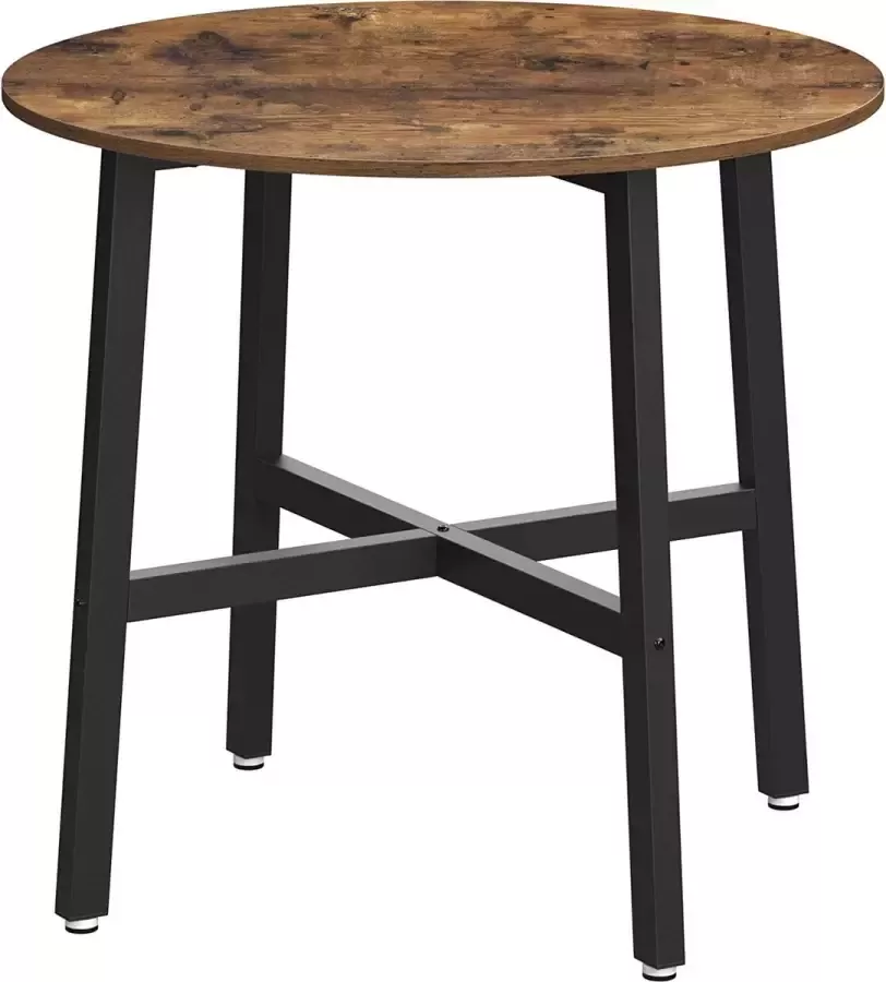 A.T. Shop Eettafel klein ronde keukentafel voor woonkamer kantoor 80 x 75 cm (Ø x H) industrieel ontwerp vintage bruin-zwart