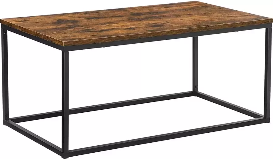 A.T. Shop Salontafel woonkamertafel banktafel met stalen frame 100 x 55 x 45 cm eenvoudige montage industrieel design vintage bruin-zwart
