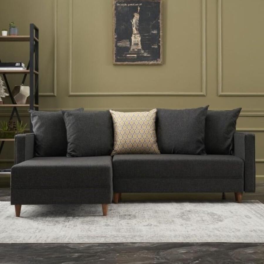 Emob Hoekzetel Balcab Home 215 x 150 x 80 cm Antraciet Zitmeubelen Antraciet Polyester Zitmeubelen Op voorraad