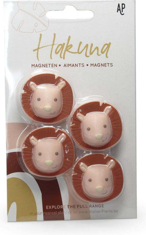 Atelier Pierre Hakuna Leeuw Magneetjes Magnolia 4 Stuks