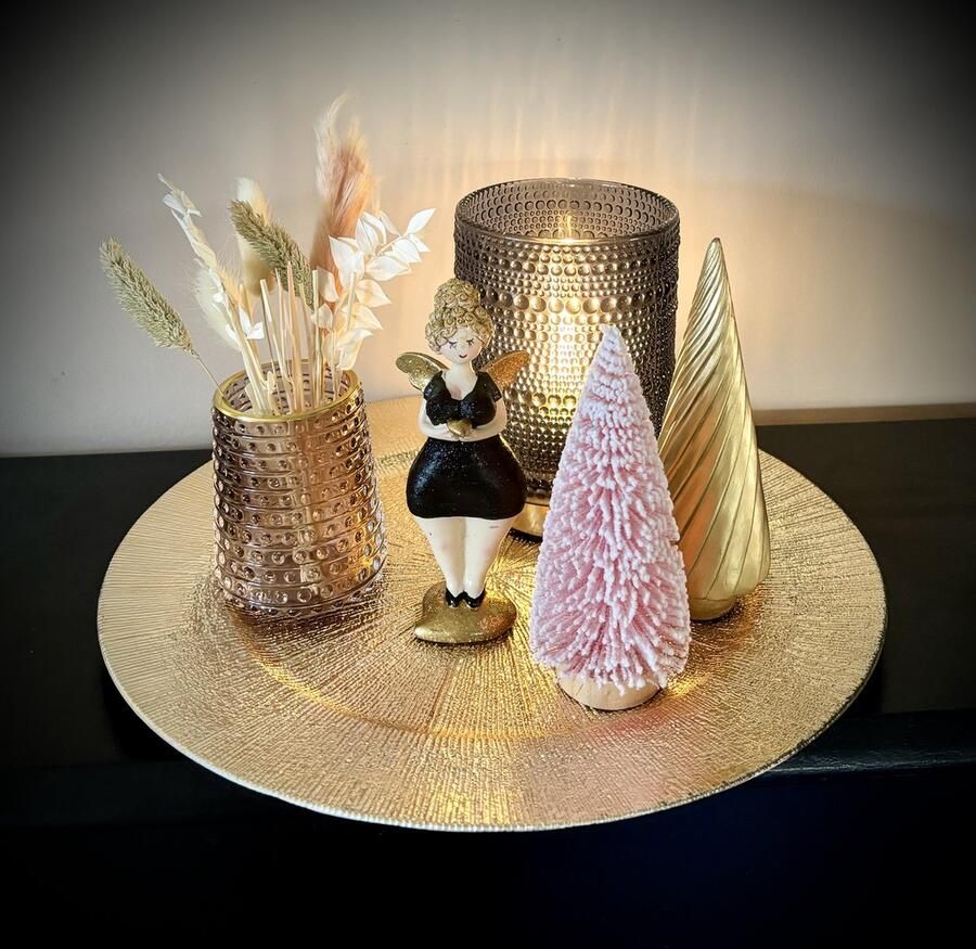 AtHome24 tafel decoratie woonkamer decoratie voor op tafel kerst kaarsenplateau decoratieve accessoires woonaccessoires set van 6 decoratie woonkamer set van 6