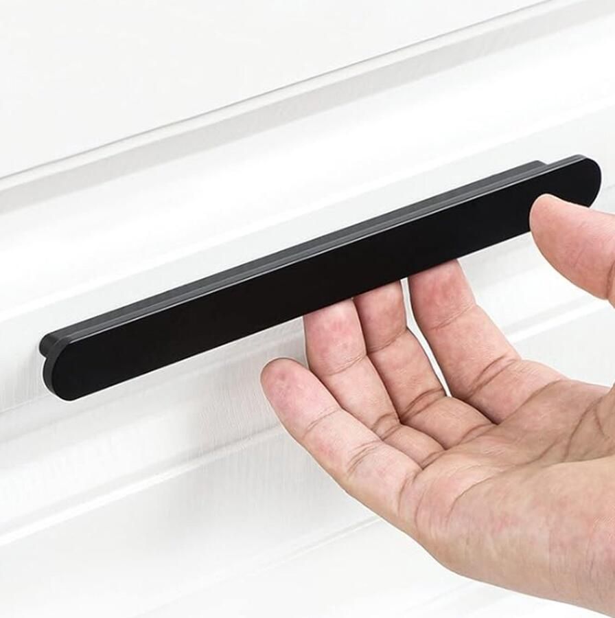 AtlasPro Sense 2 stuks gatafstand 128 mm Mat Zwart RVS Handgreep met Strak Design inclusief schroeven Modern en Stijlvol voor Kasten en Lades Keukengreep Kastgreep Meubelgreep Handgrepen voor deurtjes