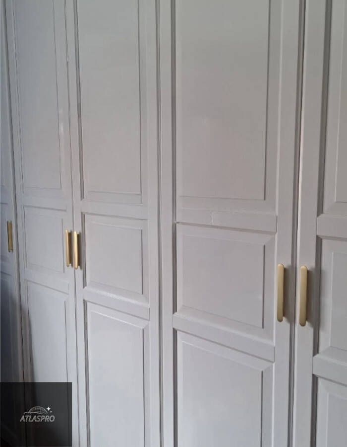 AtlasPro Sense 2 stuks gatafstand 128 mm Luxe Gouden RVS Handgreep met Strak Design en Messing Accenten inclusief schroeven Stijlvolle Upgrade voor Kasten en Lades -Badkamer Keukengreep Kastgreep Handgrepen voor deurtjes