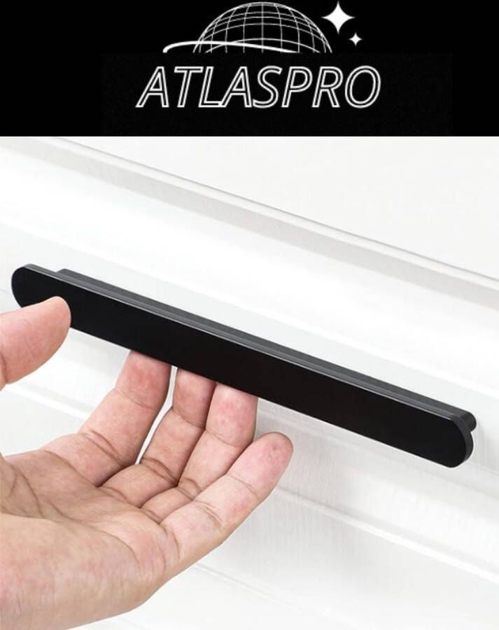 AtlasPro Sense 2 stuks gatafstand 128 mm Mat Zwart RVS Handgreep met Strak Design inclusief schroeven Modern en Stijlvol voor Kasten en Lades Keukengreep Kastgreep Meubelgreep Handgrepen voor deurtjes - Foto 2