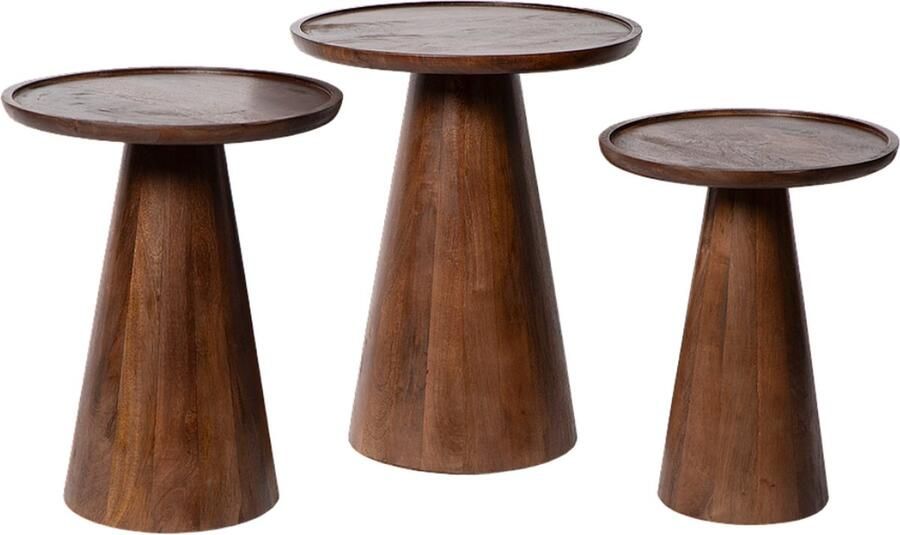Atmooz by Charrell Atmooz Ultimo Bijzettafel Set van 3 Ø46|41|36 cm Walnoot