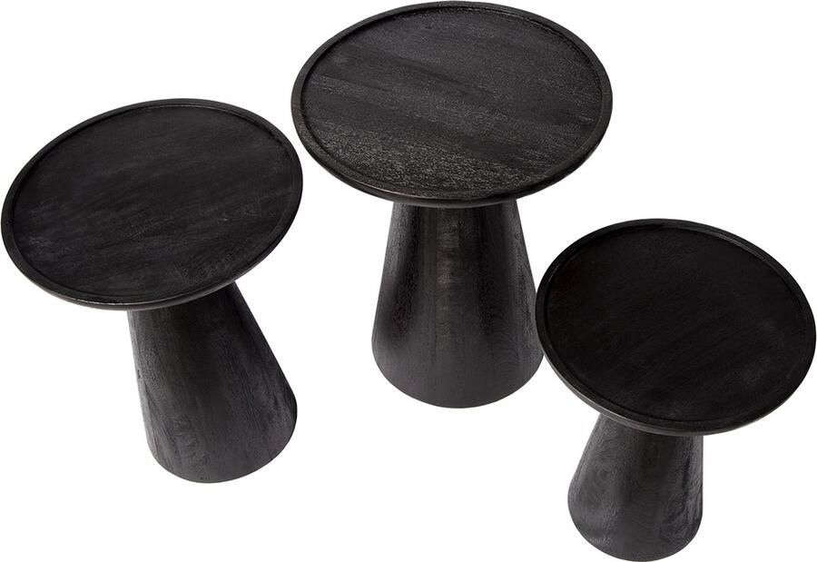 Atmooz by Charrell Atmooz Ultimo Bijzettafel Set van 3 Ø46|41|36 cm Zwart Mangohout - Foto 2