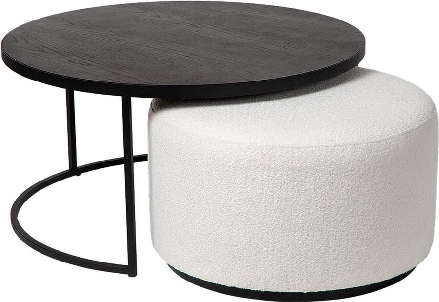 Atmooz Coffee table Emir black + pouf Ritz Alpine ivory