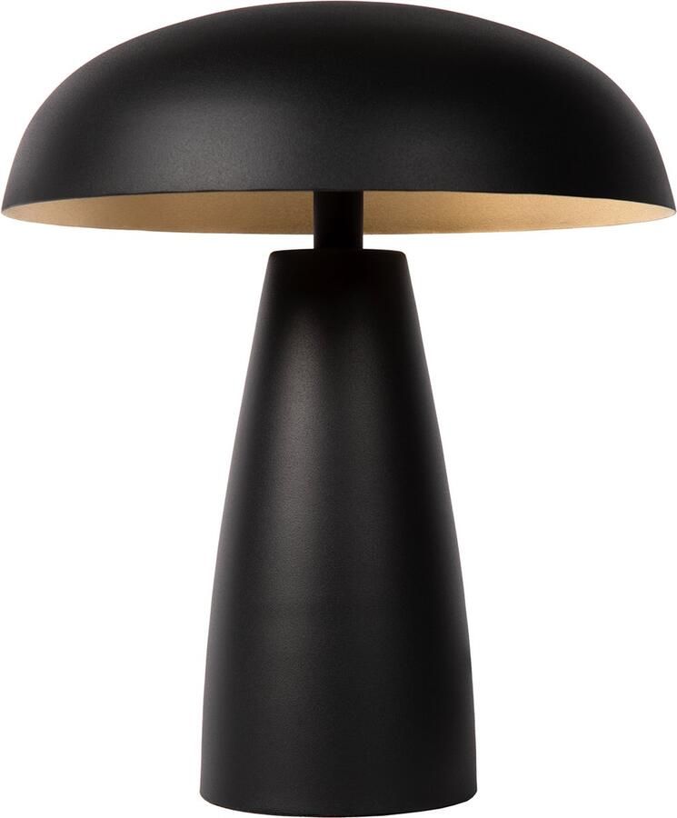 Atmooz DELILAH – Tafellamp – Bureaulamp – Paddestoelvorm – 30 cm hoog – Zwart metaal – Gouden binnenkant kap – 2x G9 – Dimbaar – Zonder lichtbron