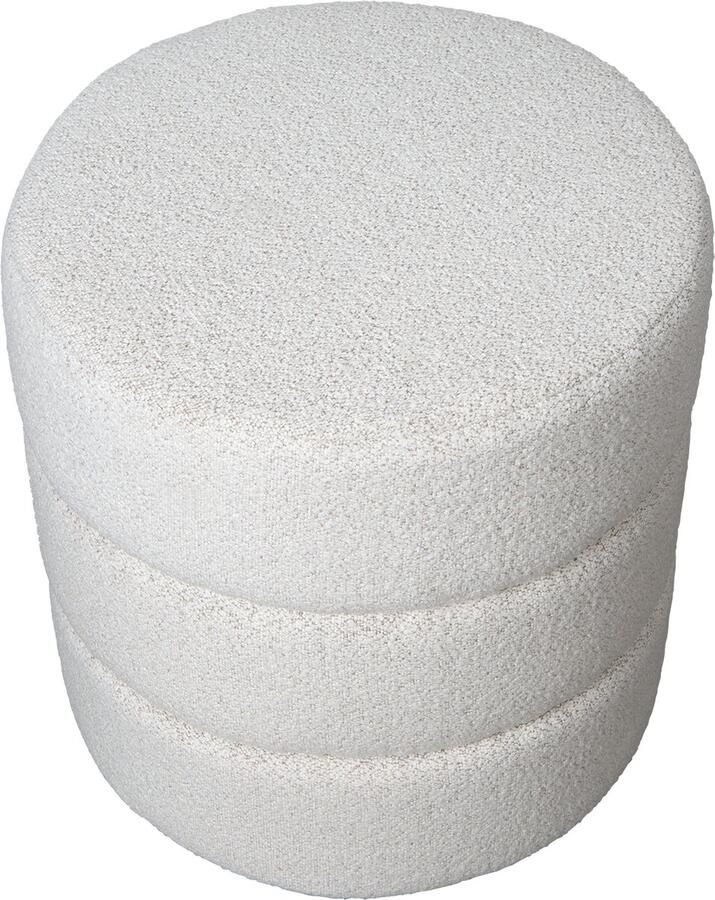 Atmooz Goa Poef Alpine Champagne Wit Bouclé Stof 50 x 50 x 55 cm Slaapkamer Woonkamer Interieur