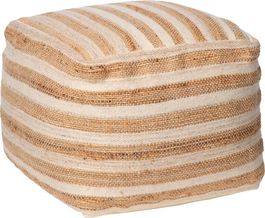 Atmooz Poef Mac 50x50x40 cm Jute & Wol Ivoor - Foto 2