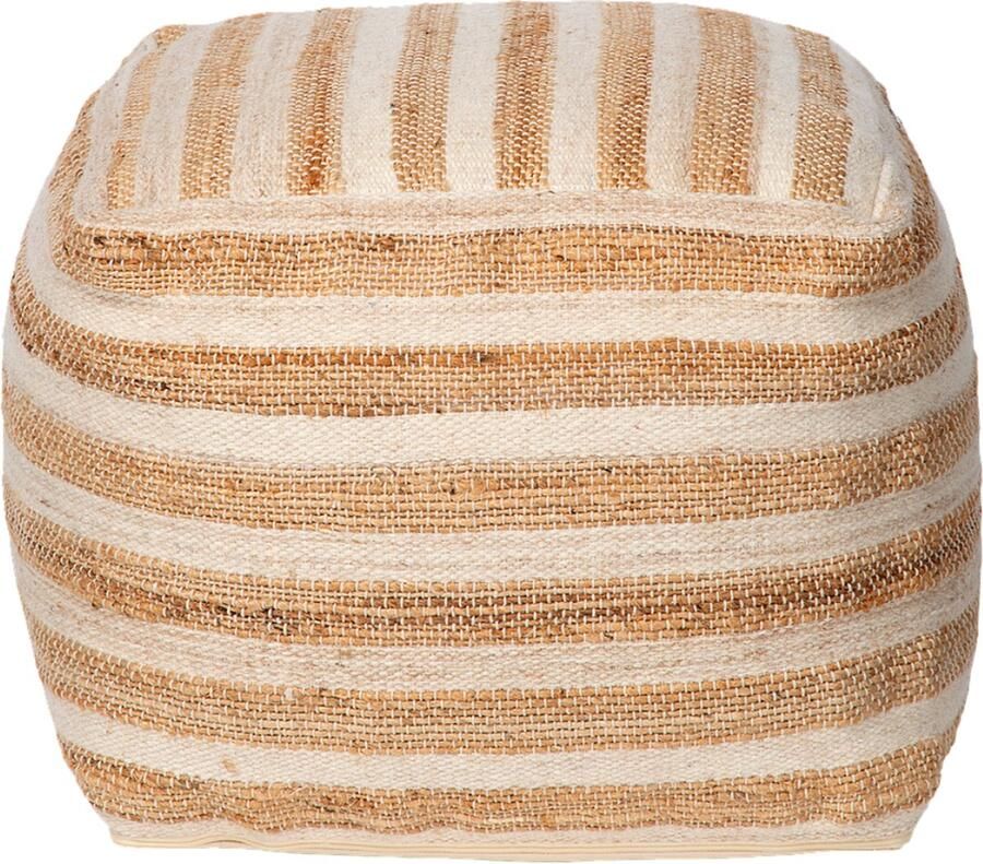 Atmooz Poef Mac 50x50x40 cm Jute & Wol Ivoor
