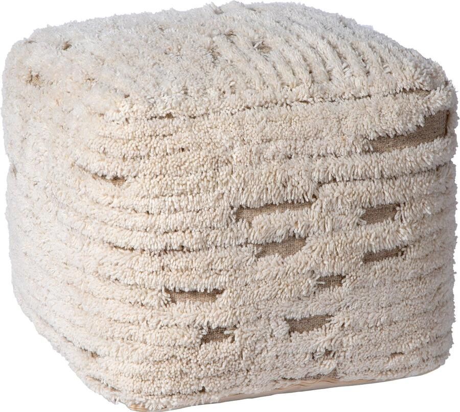 Atmooz Rub Poef Beige Wol 50 x 50 x 45 cm Comfortabel en Stijlvol - Foto 2