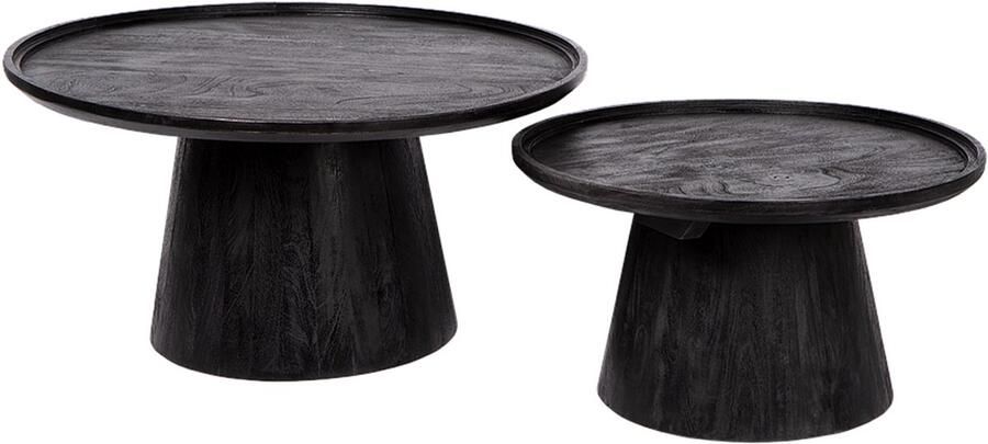 Atmooz by Charrell Atmooz Sirius Salontafel Set van 2 Ø60|80 cm Zwart Mangohout