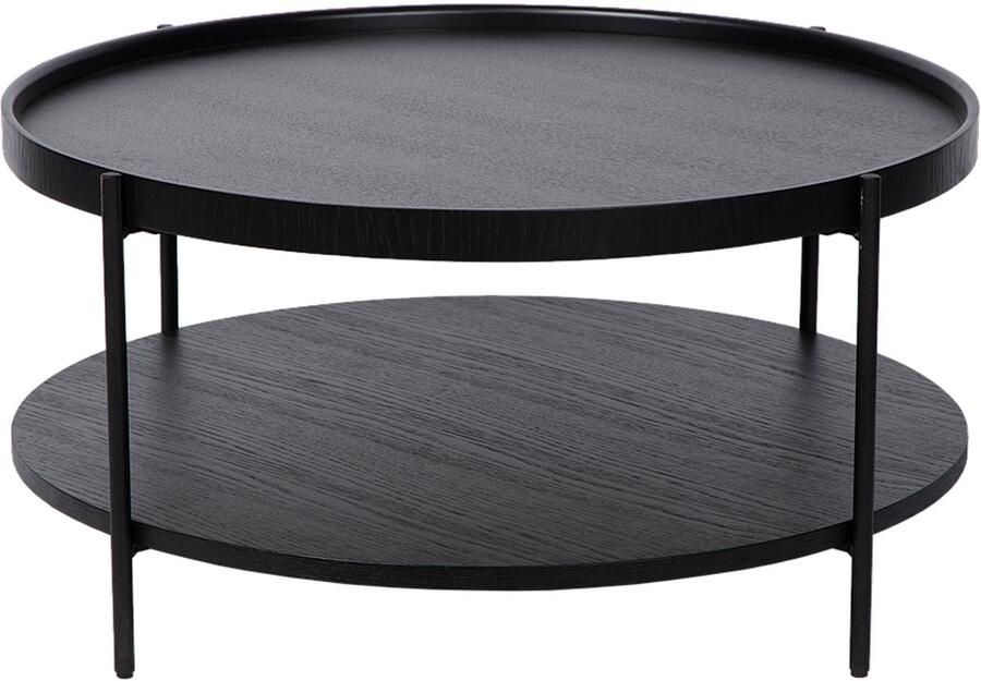 Atmooz Simby Salontafel – Ø80 cm – Zwart Eikenhout – Ronde Tafel – Design voor de Woonkamer