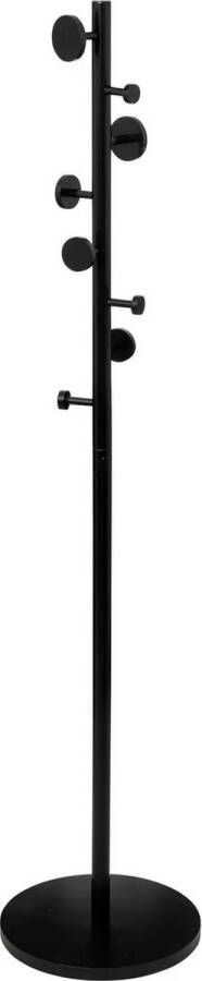 Atmosphera 5Five kapstok zwart dennenhout staand 8 haken op verschillende hoogtes H176 cm