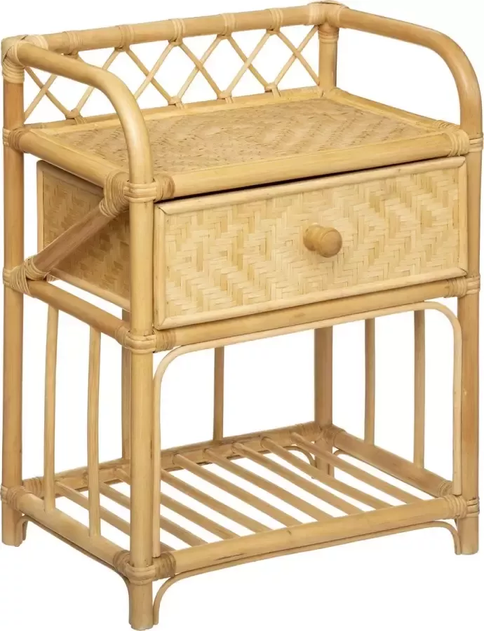 Atmosphera Kids Aoni Nachtkastje met lade Rotan en bamboe Tafeltje Kinderkamer Nachttafel Kindernachtkastje