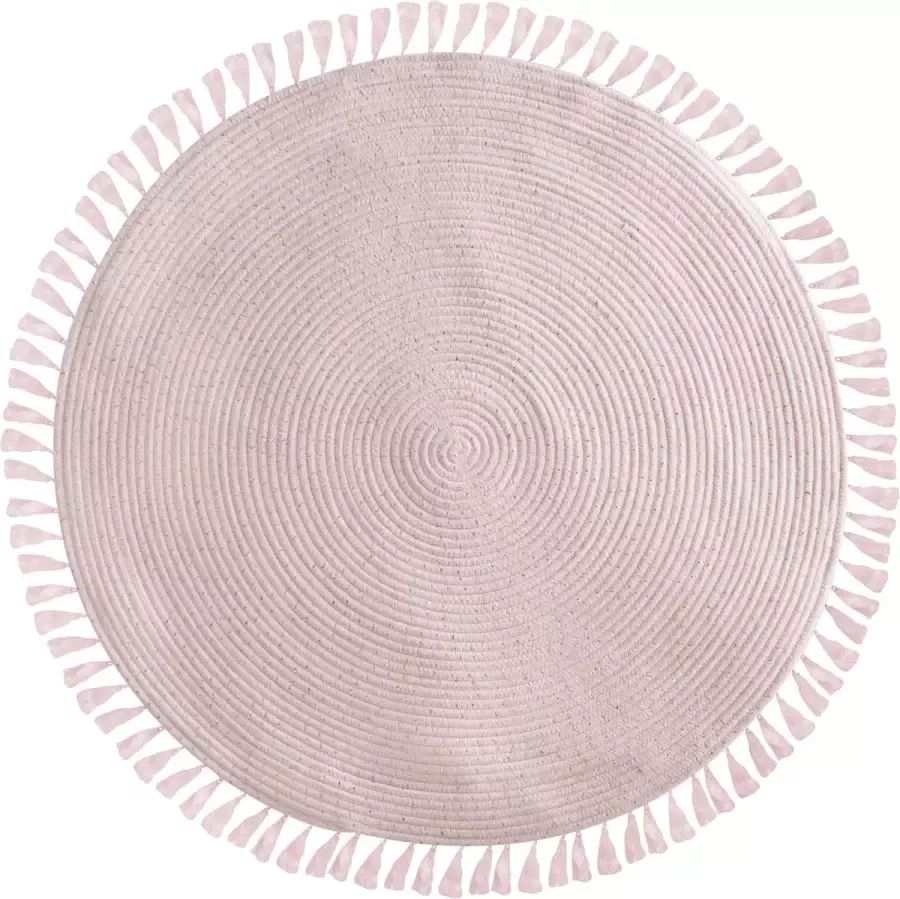 Atmosphera Athmosphera vloerkleed rose met franjes D90 cm Tapijt Rose