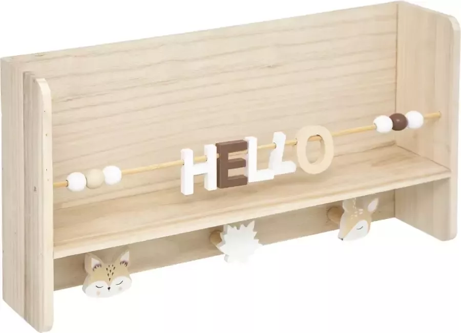 Atmosphera Atmopshera Wandplankje met kapstok kinderkamer Hello 3 Haken
