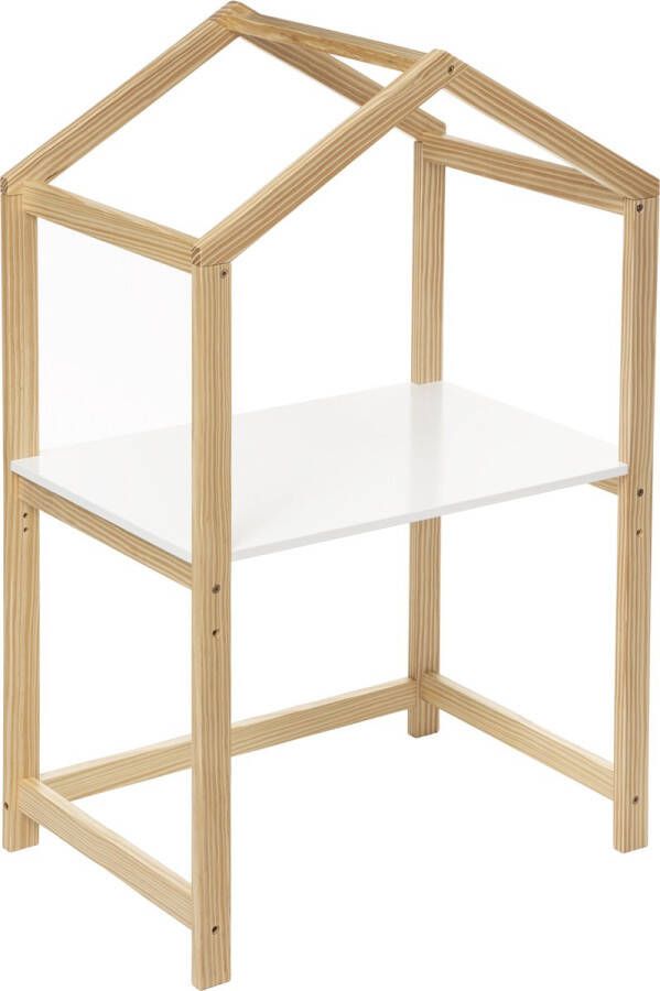 Atmosphera Atmospera Houten Bureau wit in de vorm van een huis kindertafel In hoogte verstelbaar tafelblad