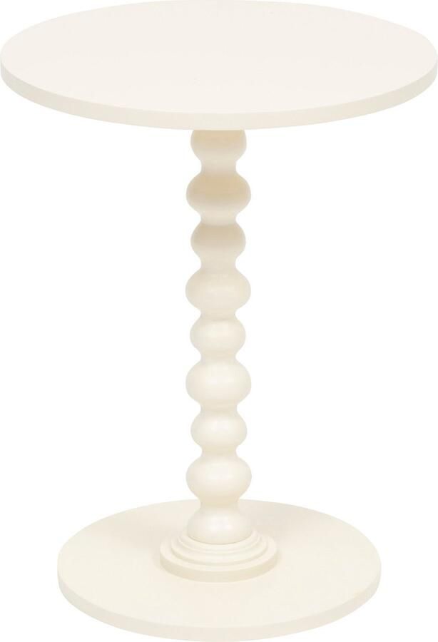 Atmosphera Bijzettafel salontafel Alexa wit MDF hout rond Planten verhoger D38 x H50 cm