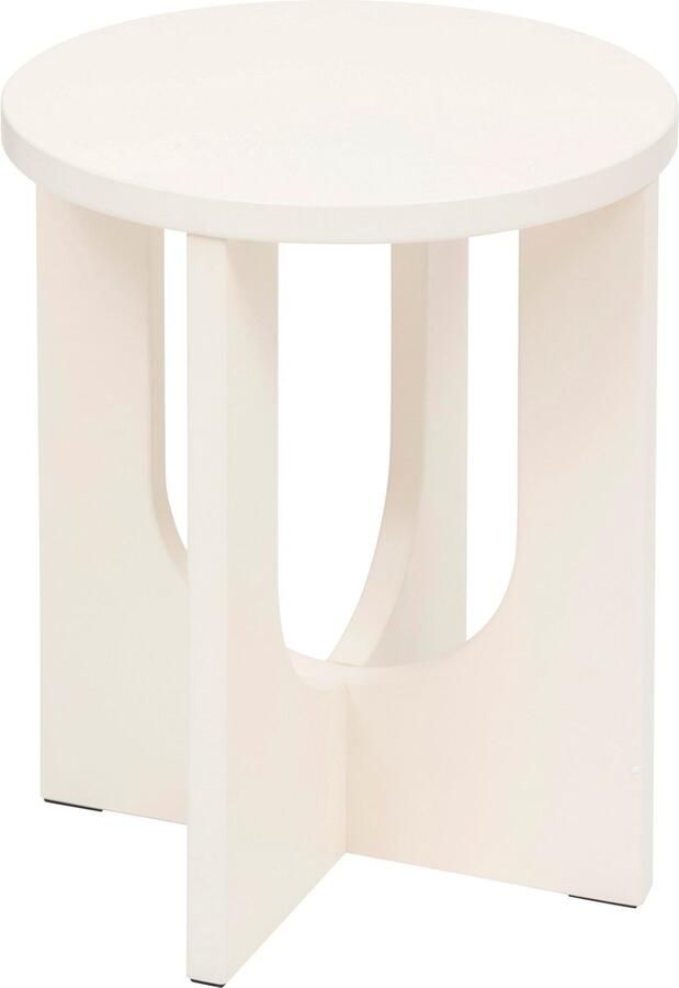 Atmosphera Bijzettafel salontafel Bloom wit MDF hout rond Planten verhoger