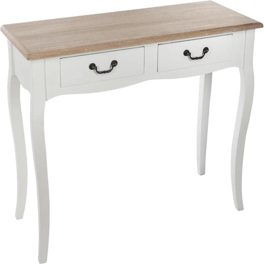 Atmosphera bijzettafel nachtkastje Palace wit naturel MDF hout 1 lade 87 x 34 x 78 cm