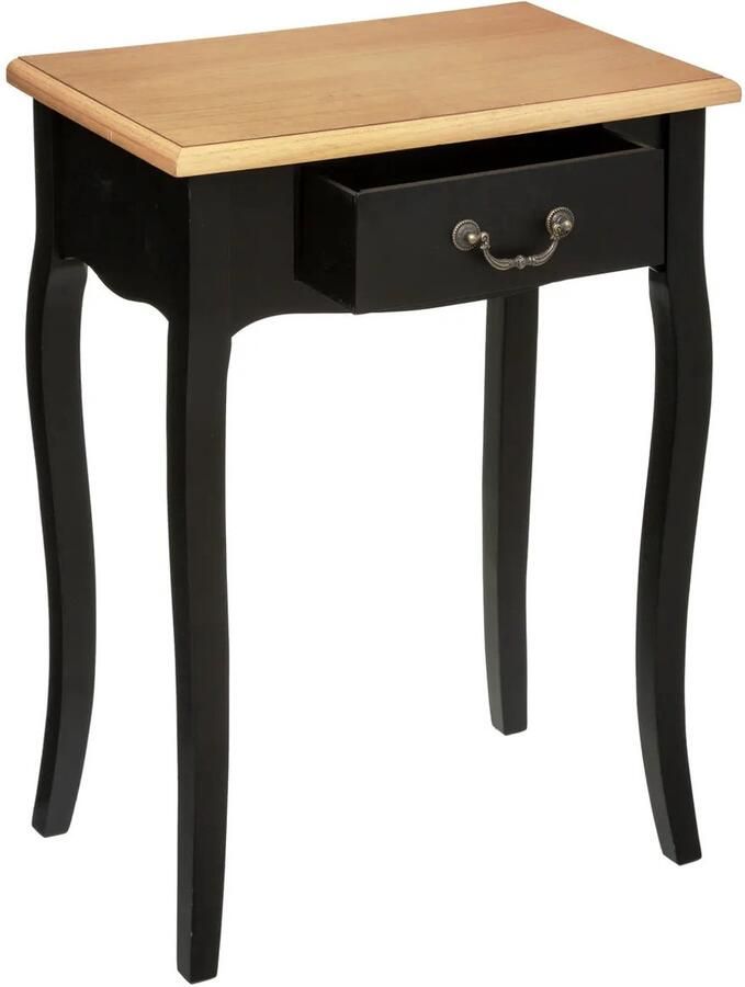 Atmosphera bijzettafel nachtkastje Palace zwart naturel MDF hout 1 lade 47 x 30 x 66 cm