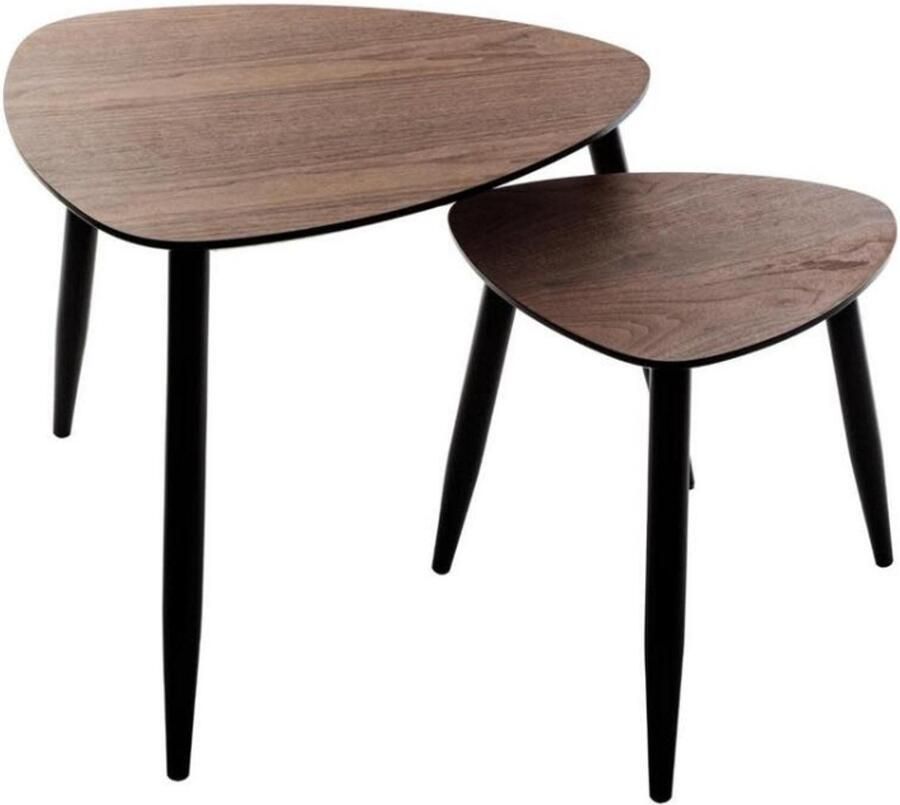 Atmosphera Bijzettafels Mileo Set van 2 Walnoothout
