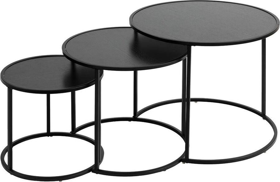 Atmosphera Bijzettafels Noah Ø35 56 54xH45cm Set van 3 stuks Zwart